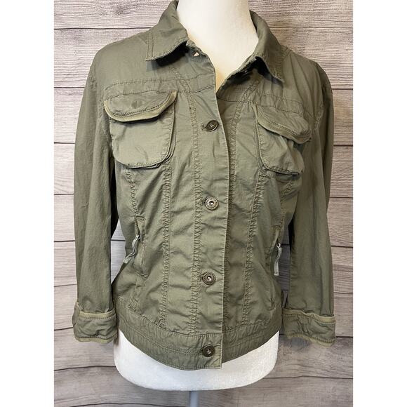DKNY Jackets & Blazers - DKNY Active Utility Jacket Women’s Lightweight Zip Button Olive Green Small
